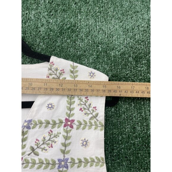 Paul Harris Floral Embroidered Top Vest Women's Size Small White Button 70s - Picture 9 of 11